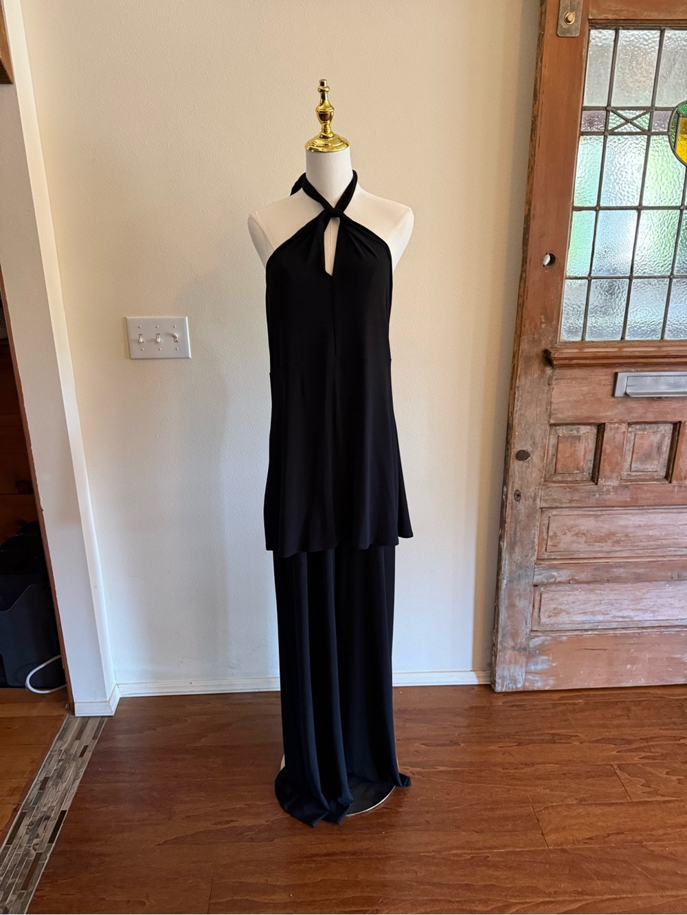 White House Black Market Black Halter Jumpsuit with Keyhole
